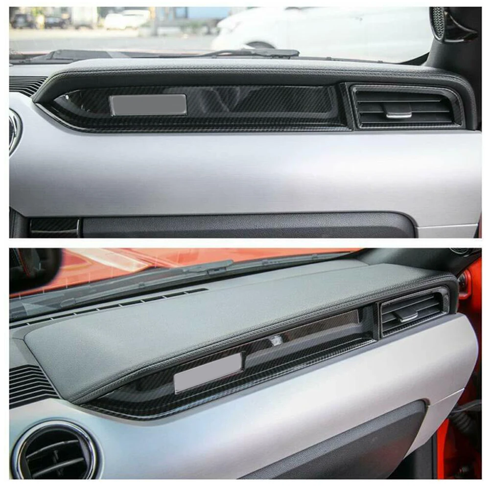 

Dashboard Car Trim Cover Inner Stickers Carbon Fiber Black For Ford Mustang 2015 High-Quality ABS Hot