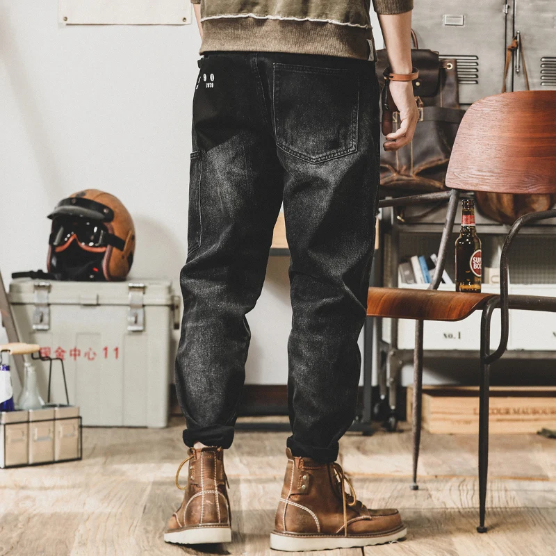 Streetwear Fashion Loose Jeans Men Retro Black Gray Casual Denim Cargo Pants Hombre Printed Designer Hip Hop Wide Leg Jeans Men