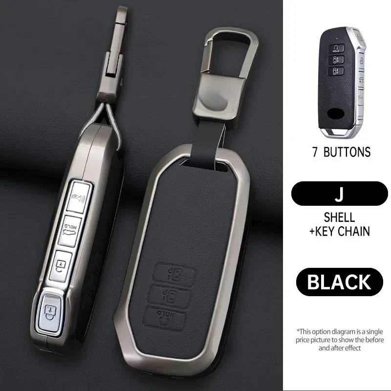 

Металлический + кожаный держатель для ключей для Kia Sorento MQ4 2020 2021 2022 EV6 K8 V6 7 кнопок, защитный чехол для дистанционного ключа автомобиля