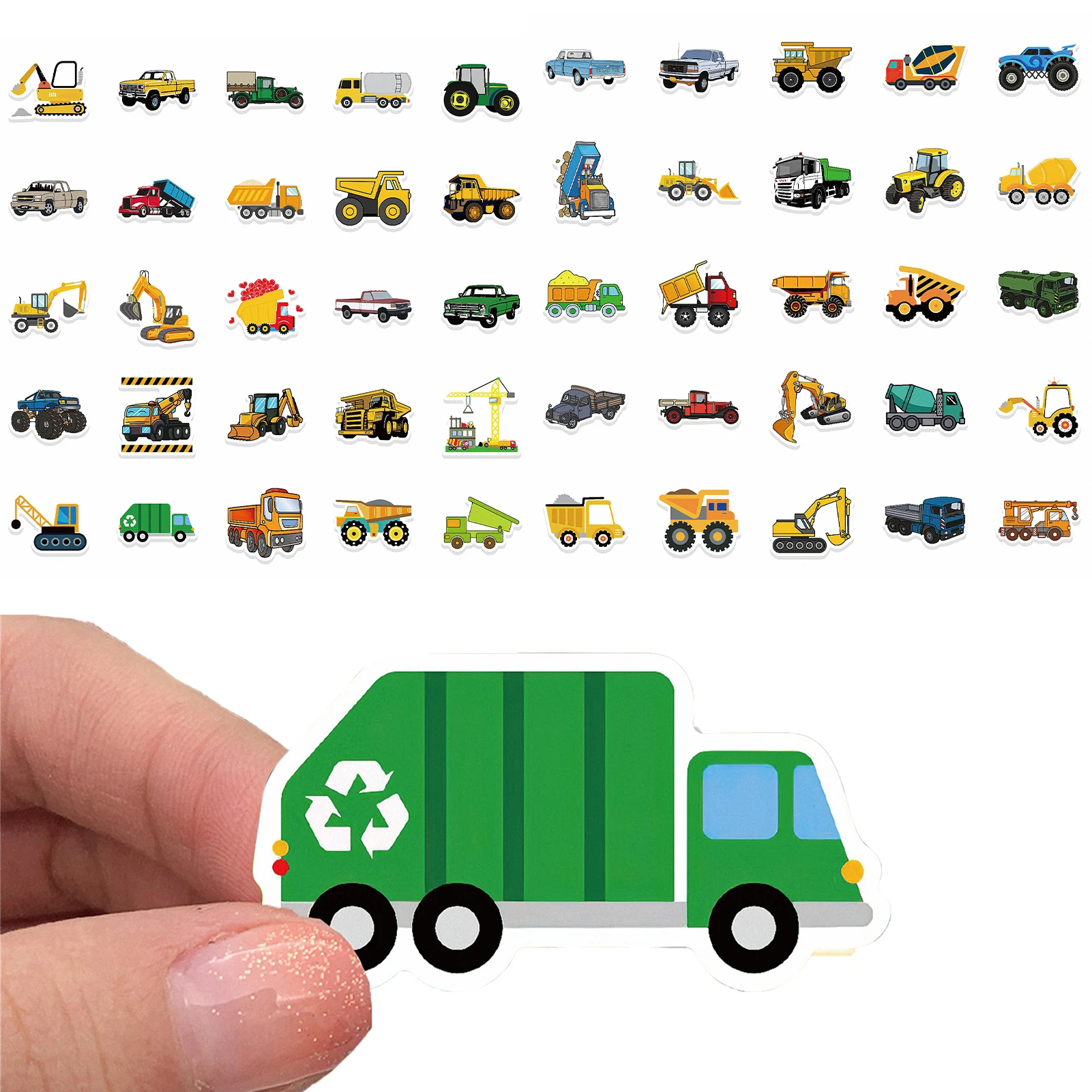 

Cartoon Vehicle Truck Stickers 50pcs Construction Vehicle Graffiti Stickers Cute Kid’s Stickers For Water Bottle