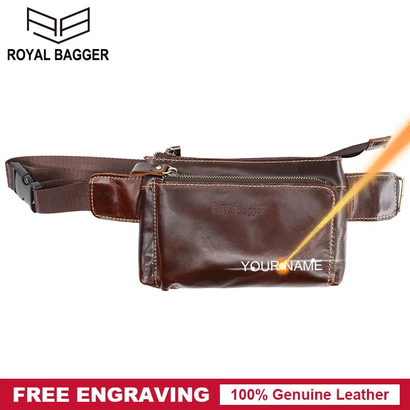 

Royal Bagger Men's Waist Pack Oil Wax Genuine Leather Phone Pocket Man Chest Shoulder Bag Retro Business Cowhide Messenger Bags