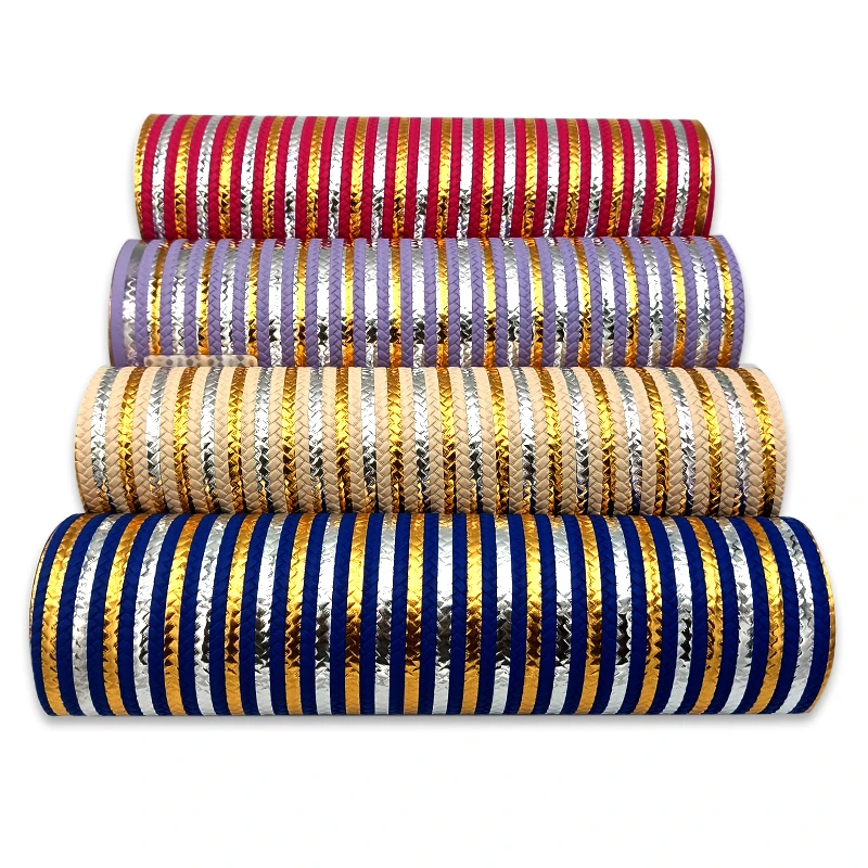 

XHT Gold and Silver Straw Mat Design Bronzing PU Faux Leather Fabric Sheet Cotton Backing for Shoes/Bags/Handbags/Crafts