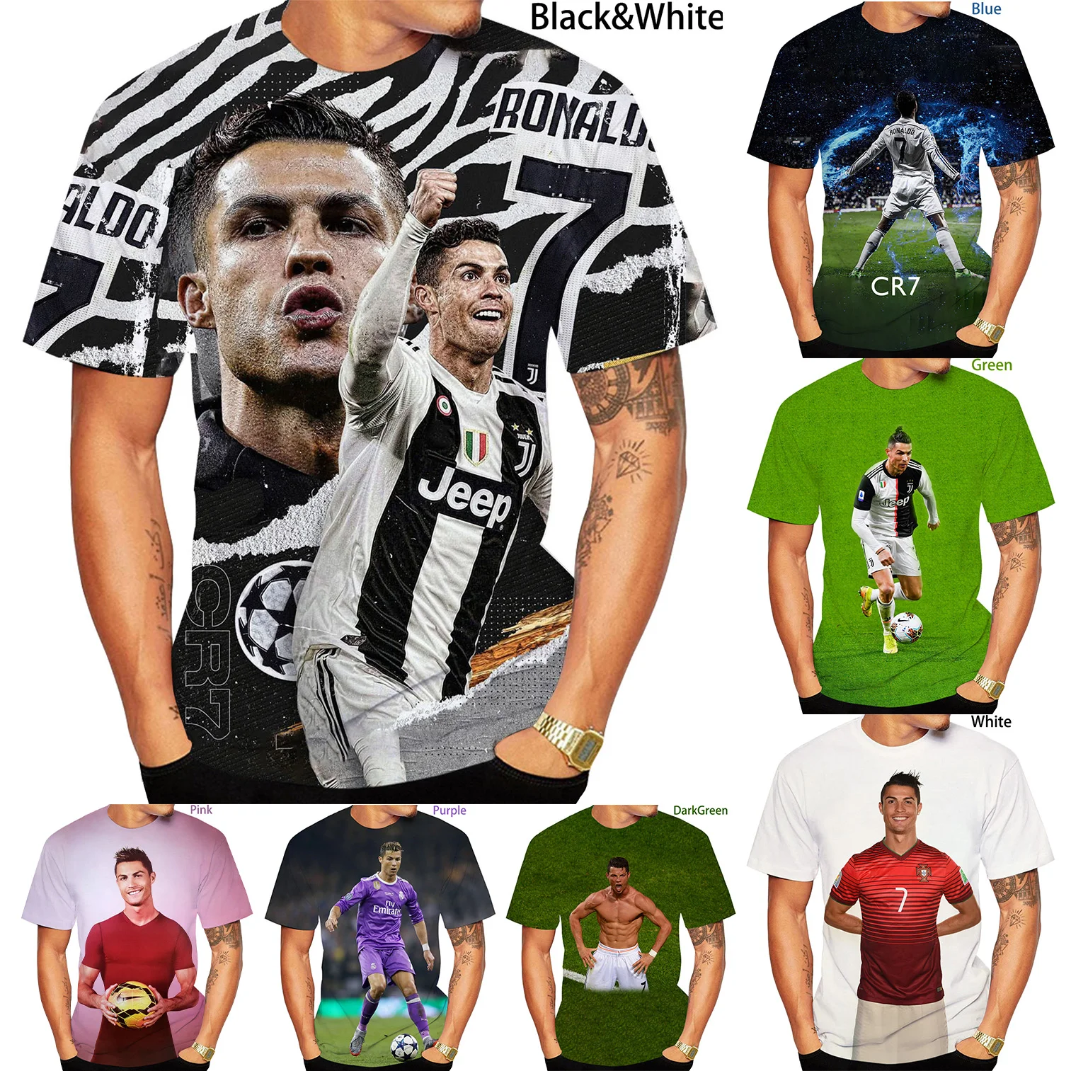 

Newest Fashion 3D Printing Cristiano Ronaldo T Shirt Cool Unisex Funny Short Sleeved Tees Hot Men/Women Summer Pullover Tops