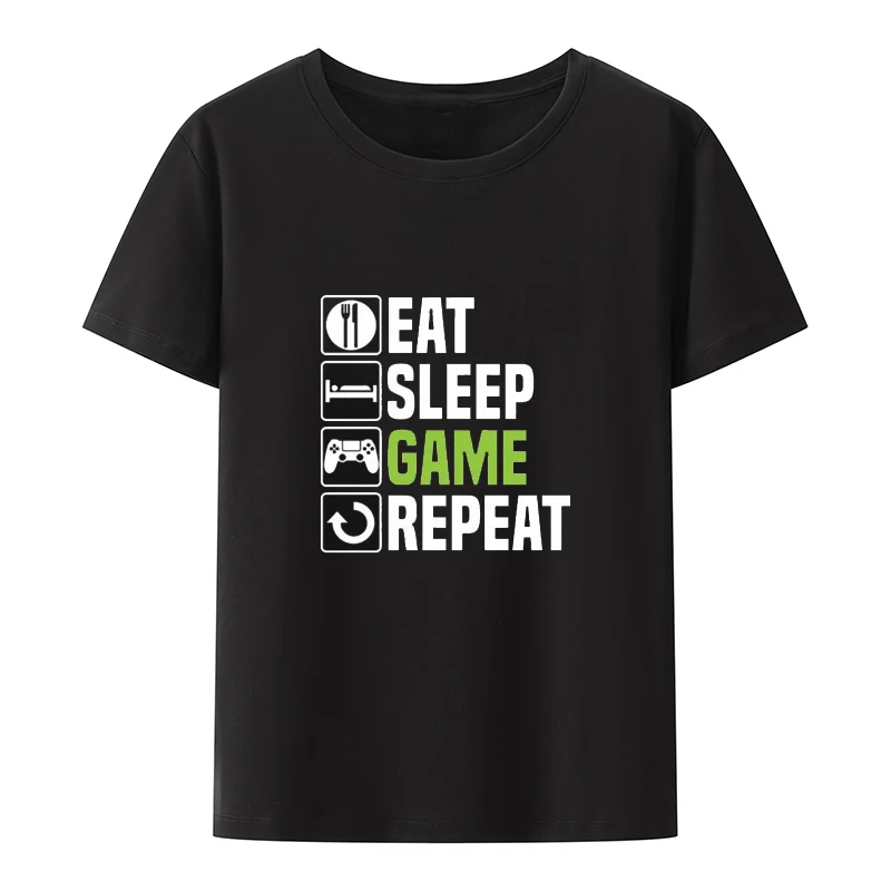 

Eat Sleep Game T-Shirt for Man Funny Gamer Gaming Christmas Birthday Gift Crew Neck Modal O-neck Printed Men Tees