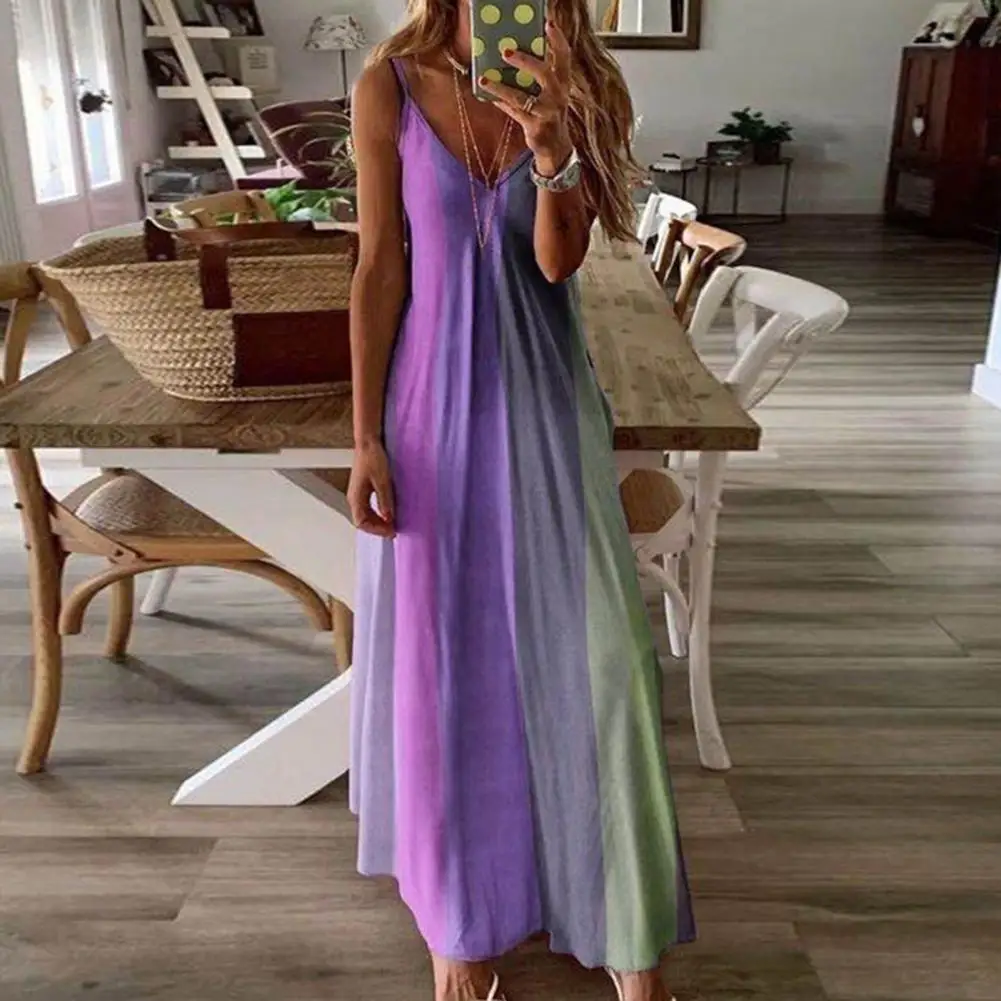 

Women's Casual Dress Summer Dress Elegant Dress Color Block Print V Neck Long Dress Maxi Summer Dress Women 2023