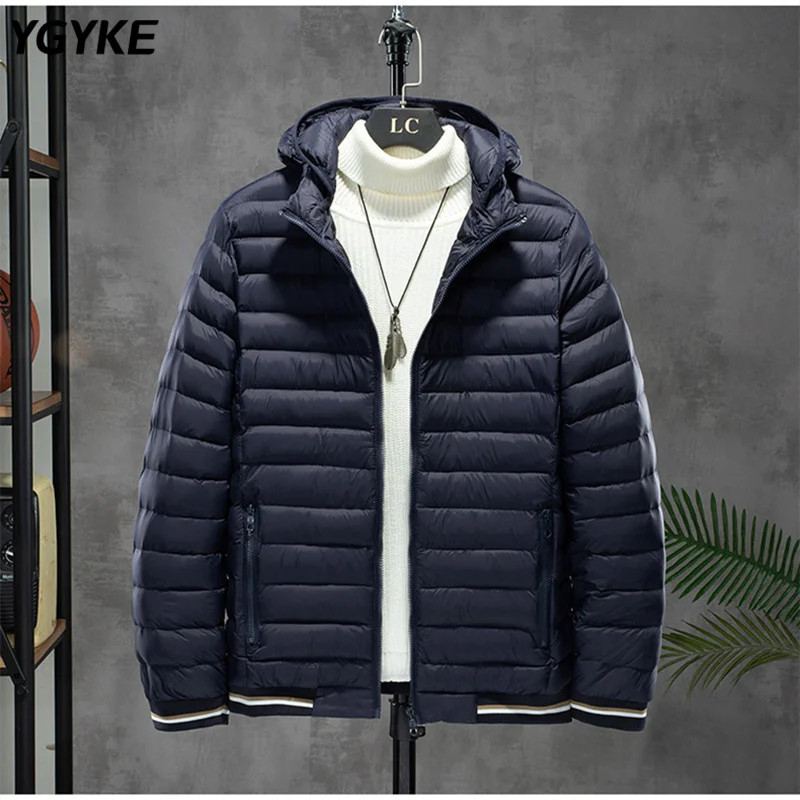 Autumn and winter warm hooded thickened jacket casual zipper jacket simple solid color thickened men's coat winter