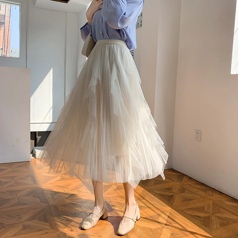 

Hip Wrap Slim Fit Sexy Mesh Women's Skirts High Waist Korean Style High Street Clothing Summer 2022 New Fashion Midi