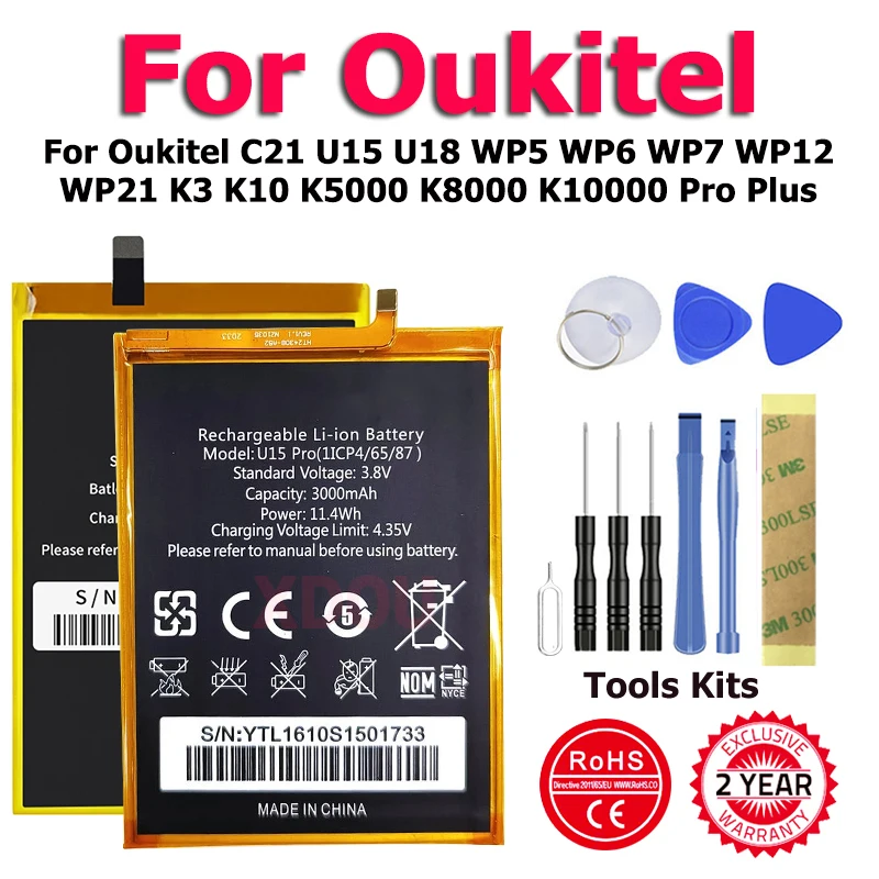 Аккумулятор K3Plus K10 S73 S75 S76 S80 S90 S86 S105 для Oukitel C21 U15 U18 WP5 WP6 WP7 WP12 WP21 K3 K5000 K8000 K10000 Pro Plus -