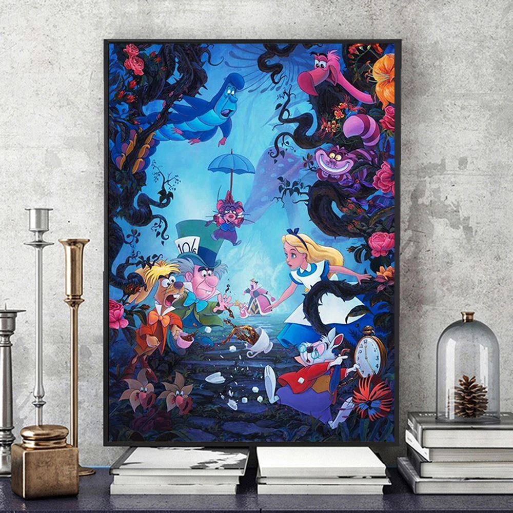 

Алмазная живопись «сделай сам», 5d Вышивка, Мультяшные персонажи Диснея, Алиса, принцесса в стране чудес, вышивка крестиком, круглая вышивка, ...