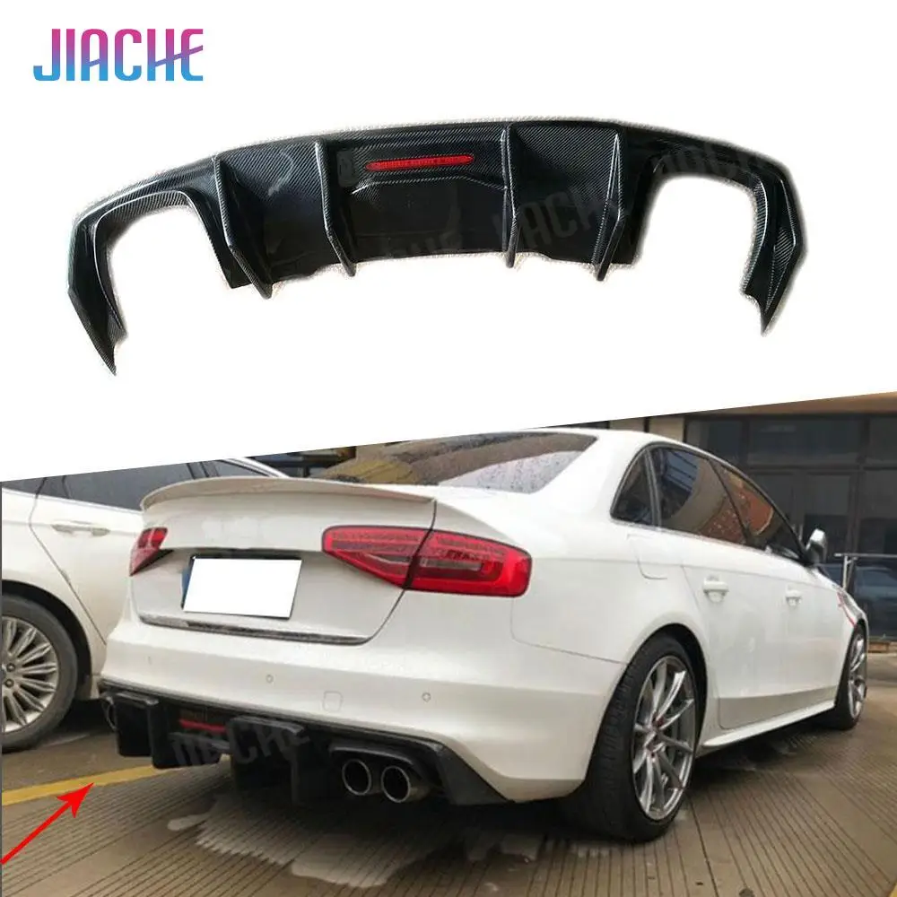 Задний диффузор из углеродного волокна спойлер с лампой для Audi A4 S4 B8.5 B9 K Style 2013-2019