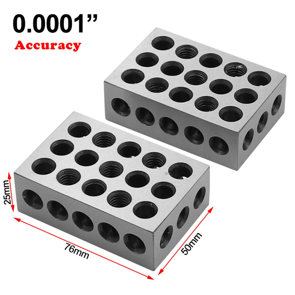 2 uds 0.0001/0.0002/0.0003 fresadora bloques de acero endurecido de precisión 23 agujeros bloque de sujeción paralelo juego de herramientas de torno acero