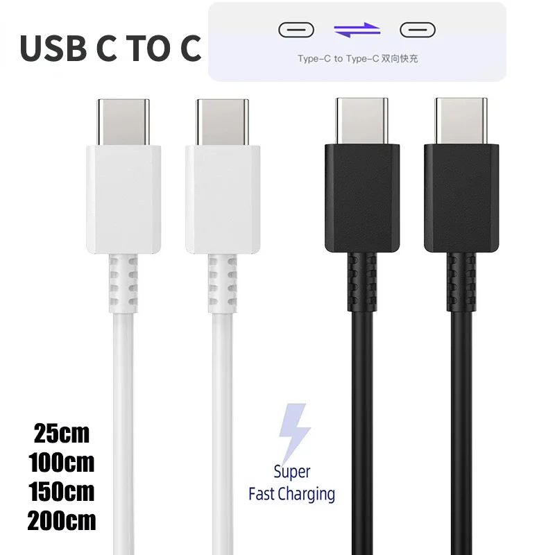 

Original For Samsung S20 Super PD Fast Charger Cable 3A 25W USB C To Type C Line 1/1.5/2M For Galaxy Note 10/20/10+/10plus S20+