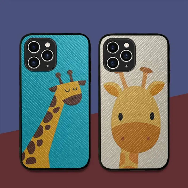 

Cute Cartoon Giraffe Phone Case Hard Leather Case for iPhone 11 12 13 Mini Pro Max 8 7 Plus SE 2020 X XR XS Coque