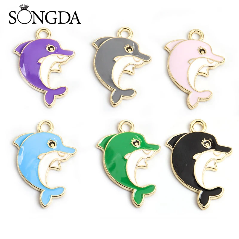 

10pcs Enamel Silver Plated Dolphin Charms Pendant Cute Diy Jewelry Making Accessories Handmade Finding Bracelet Earring Keychain