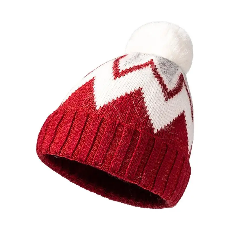 

2021 Autumn and winter Acrylic patchwork color Thicken knitted hat warm hat Skullies cap beanie hat for Women 75