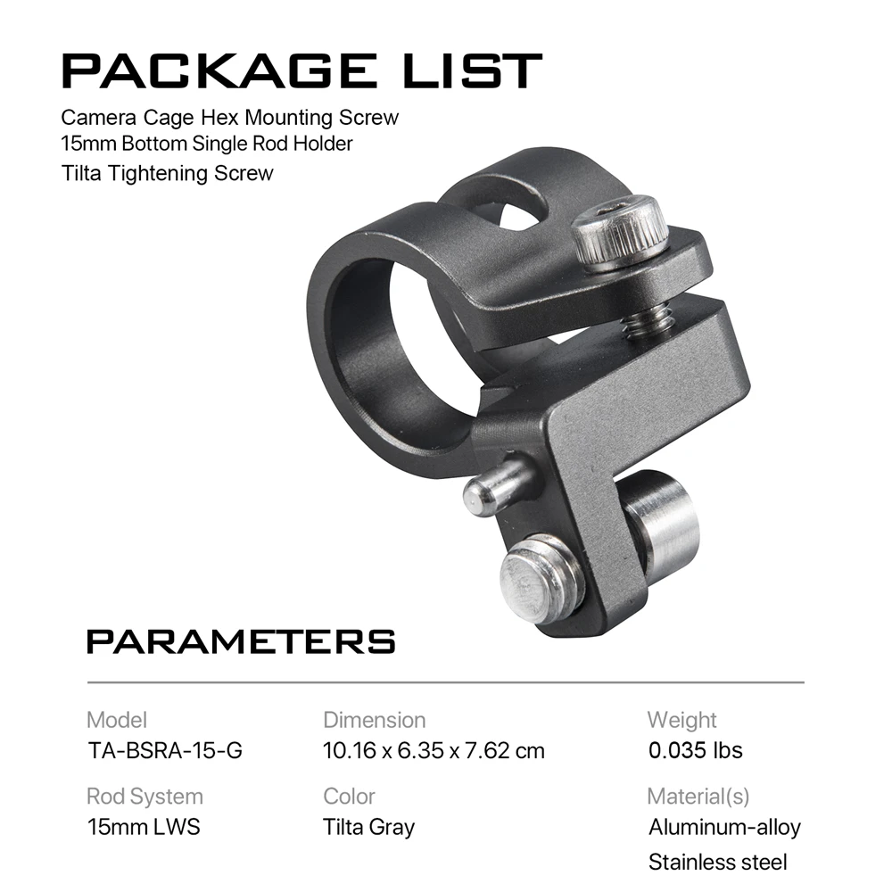 

TILTA TA-BSRA-15-G 15 мм Нижний одиночный держатель 15 мм Верхний одинарный держатель 15 мм Боковой одинарный держатель для камеры