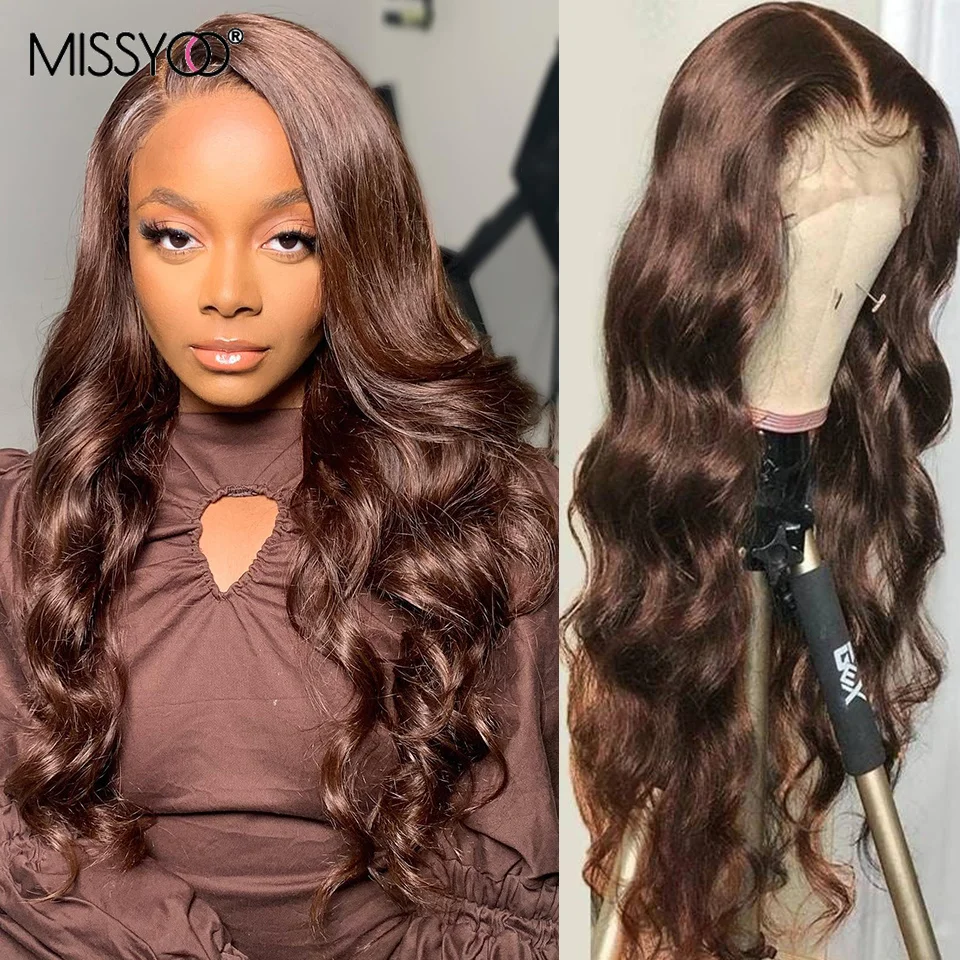 

Brown 13x4 Lace Front Wigs Pre-Plucked 26 Inch Transparent Lace Brazilian Body Wave Human Hair Wigs With Baby Hair For Women