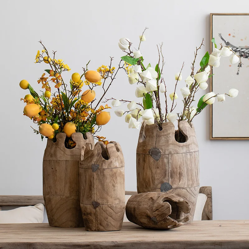 

vases ornaments Living room flower arrangement Style retro Nostalgic art Style Designer Display props flower barrel