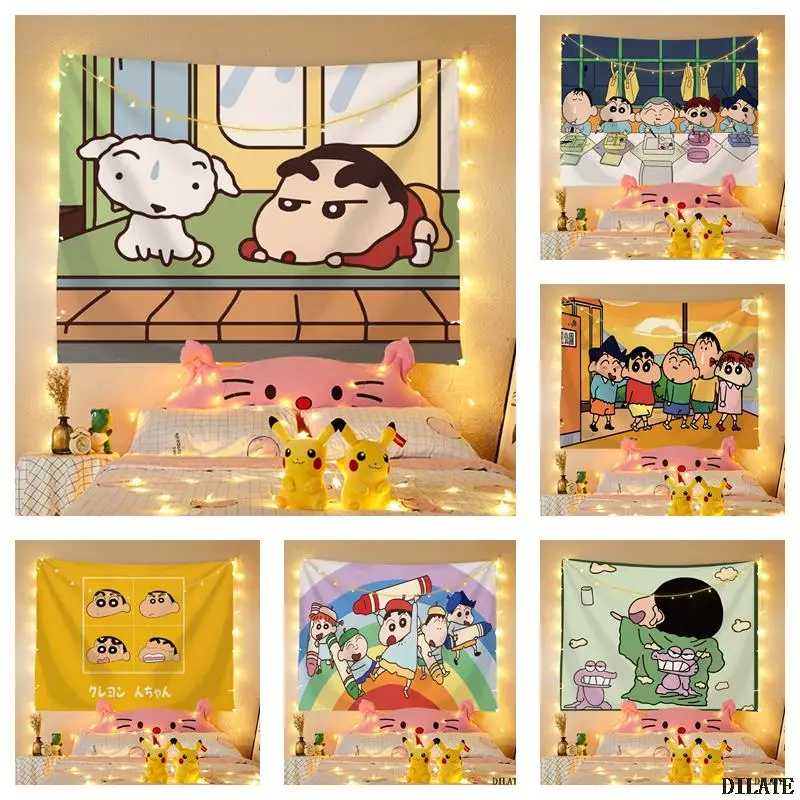 Tapestry cute cartoon hanging fabric background Crayon Tapestry decoration wall blanket bedroom wall hanging Cute Tapestry Cute