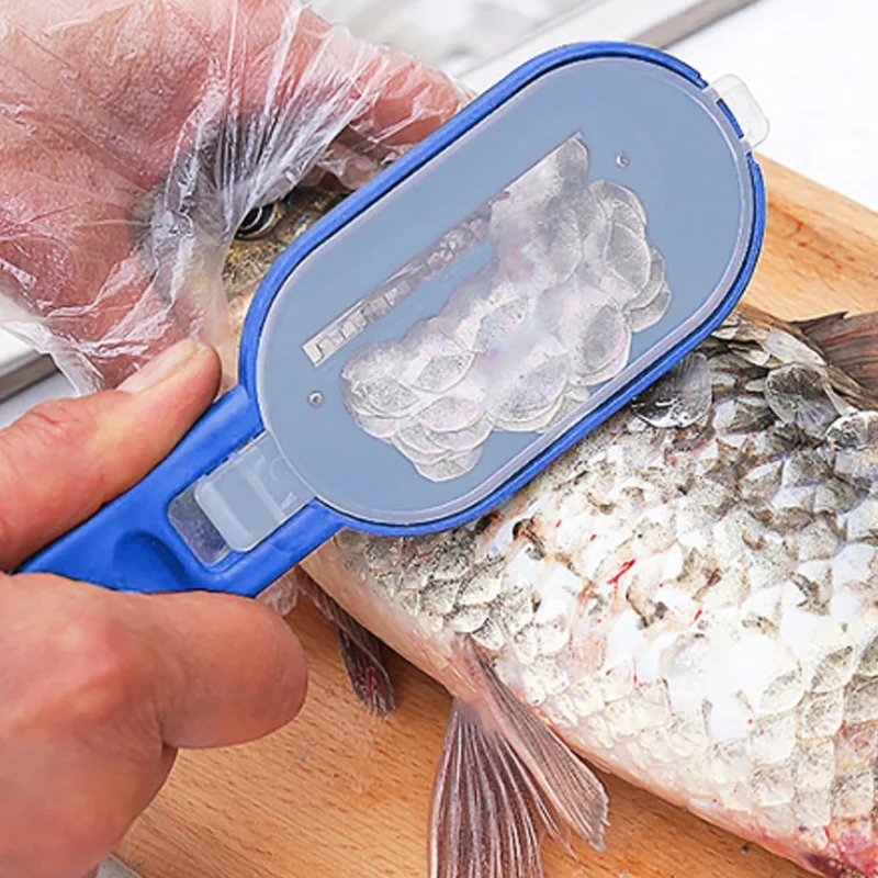 

2 In 1 Plastic Fishing Scale Brush Built-in Fish Cutter Fish Skin Brush Scraping Fast Remove Fish Knife Planer To Remove Scales