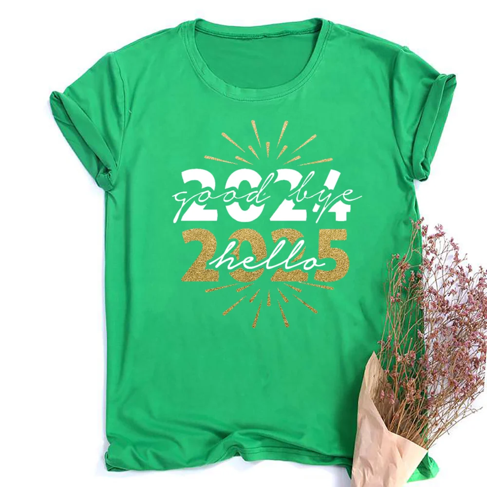 Новая женская футболка с принтом С Новым годом повседневная коротким рукавом 2025