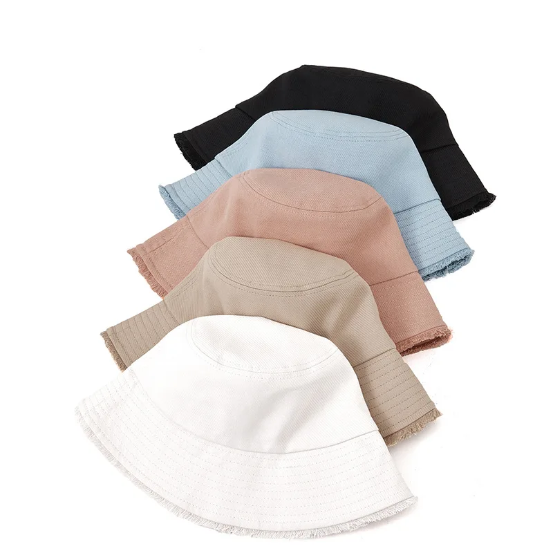 

New Korean version women's fashion tassel fisherman hat men's big brim trend fray design travel hiking sunscreen bucket hat