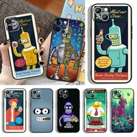 silicone cover animation futurama bender for apple iphone 13 12 11 pro max mini xs xr x 8 7 6s 6 5 plus black phone case