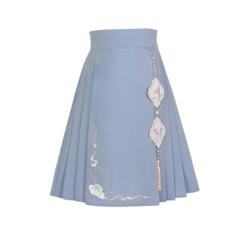 

Юбка траф с окошком для женщин, винтажная традиционная плиссированная длинная юбка в китайском стиле, в традиционном стиле