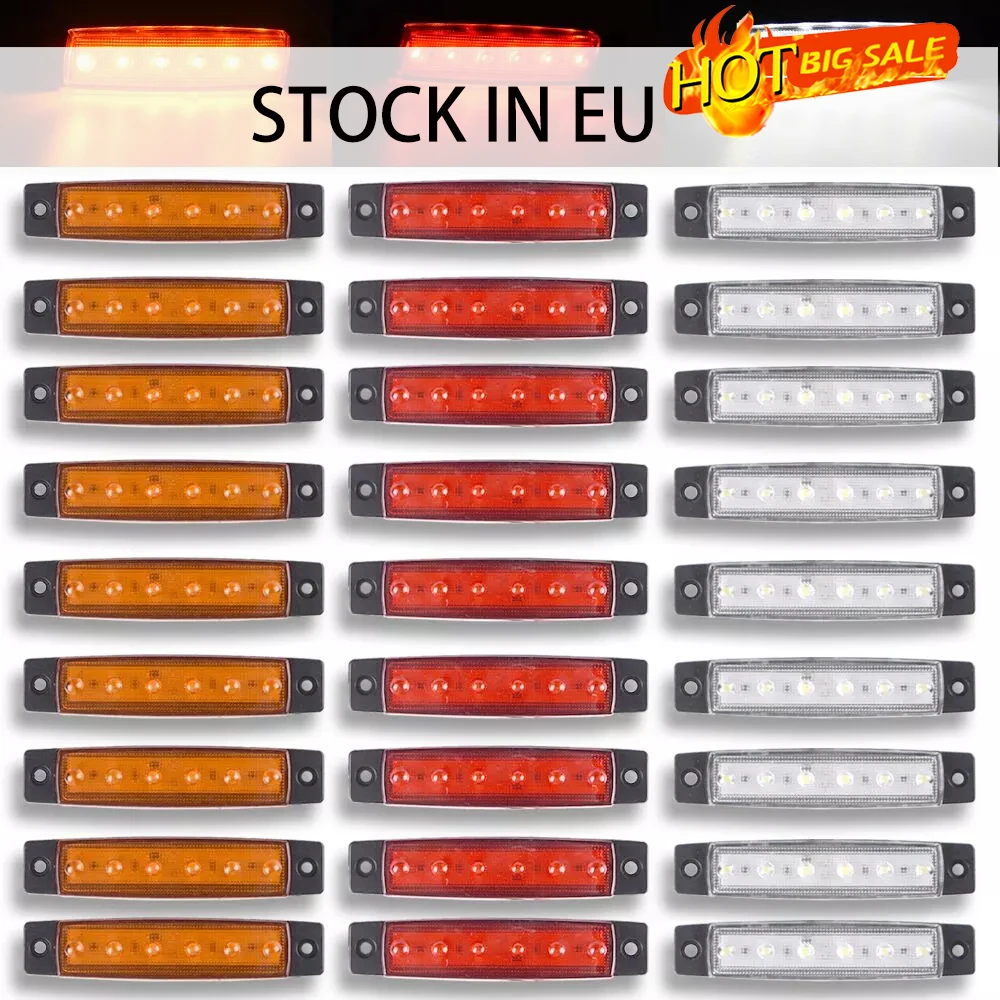 

2021 NEW Red Yellow white blue green12/24V 6 SMD LED Auto Car Bus Truck Lorry Side Marker Led Trailer Light Rear Side Lamp