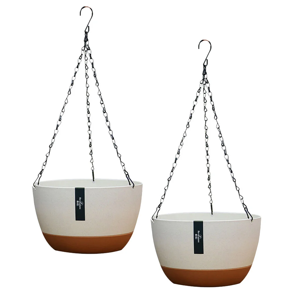 

2 Sets Planting Container Garden Flowerpot Basket Indoor Hanging Planters Large Wall Plastic Plants Chain Pots And
