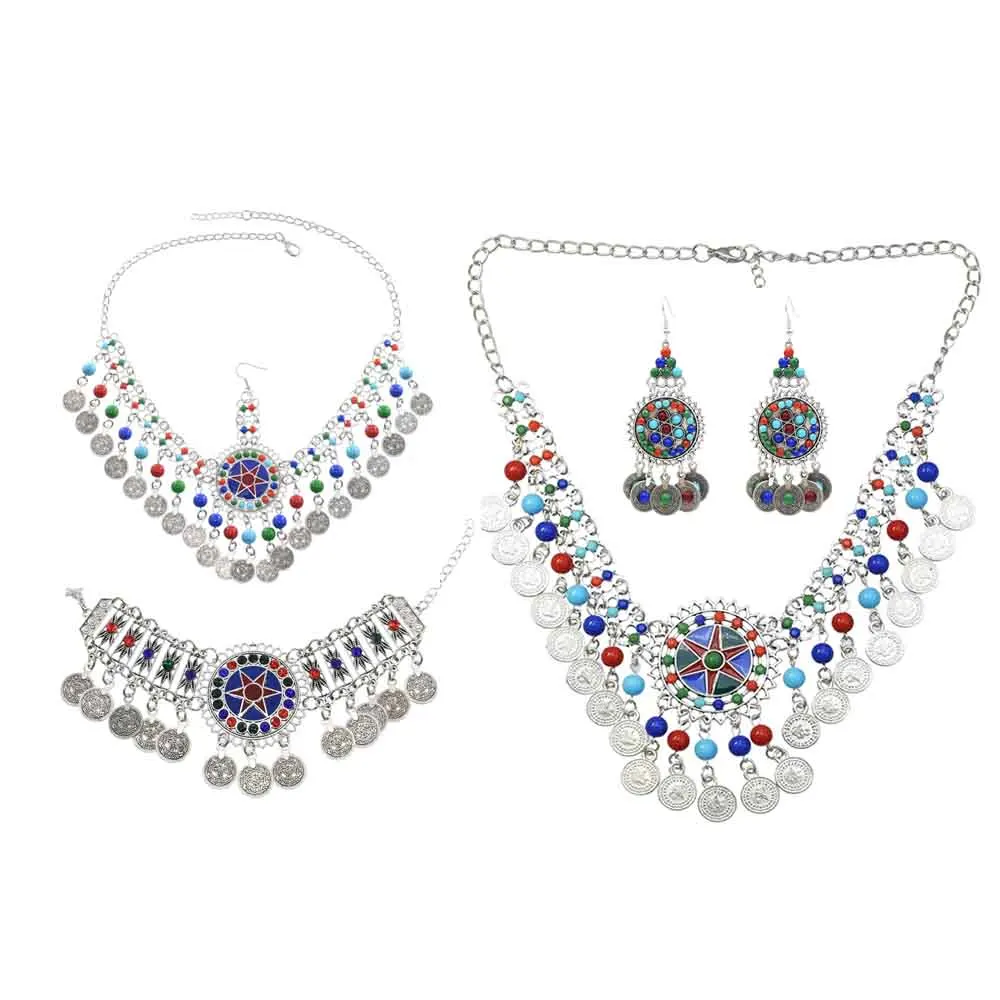 

Женский винтажный комплект из ожерелья, браслета и сережек