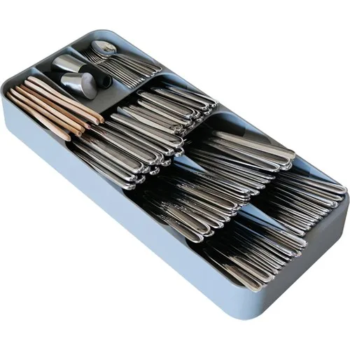 

Kitchen Drawer Organizer Cutlery Tray Storage Utensils Holder 9 Compartments Gray