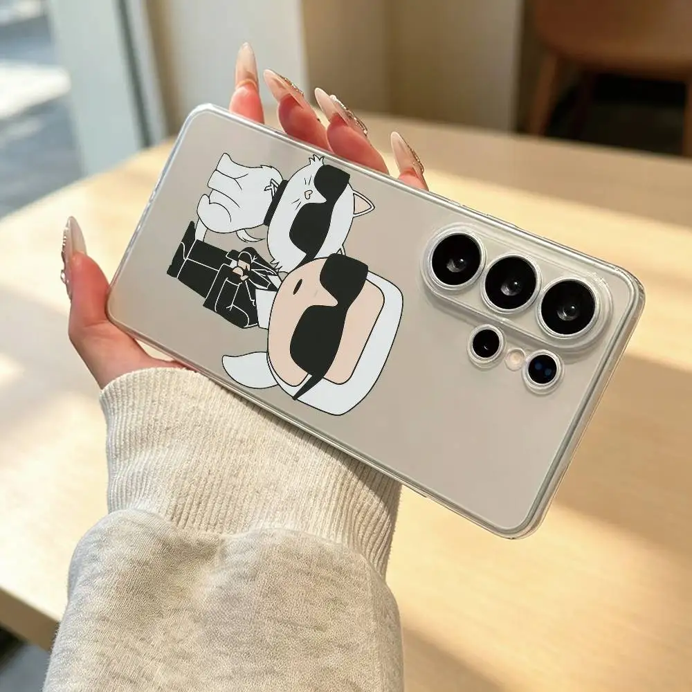 Фото Чехол для телефона K-Karls Lagerfelds C-Cat Gift для Samsung S25, S24, S22, S23, S30, Ultra, Plus, Fe, прозрачный №3