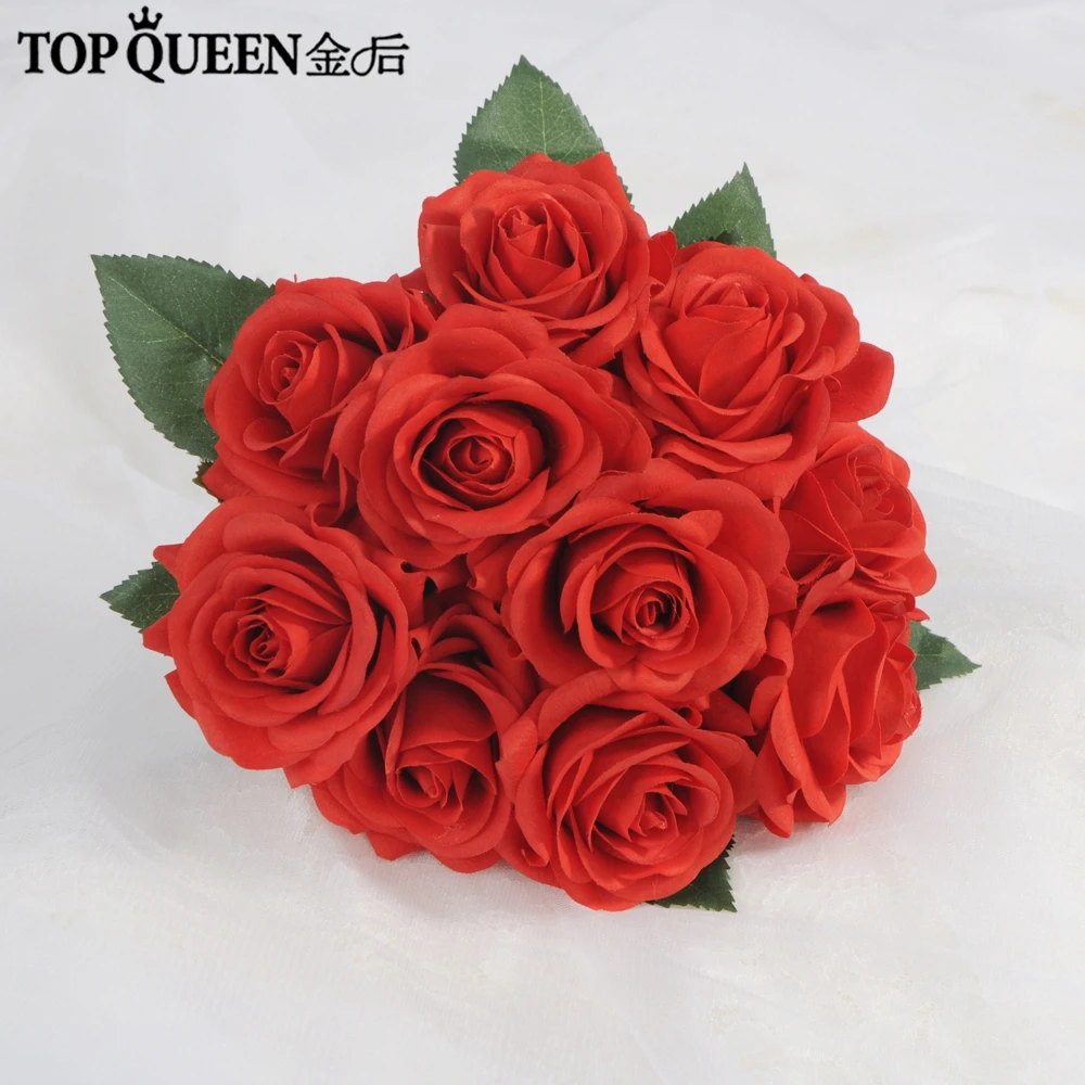 

TOPQUEEN F29 Bridal Holding Flowers Wedding Bouquet Blue Rose Artificial Flowers Bridal Bouquets For Romantic Wedding Holding