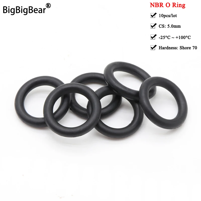 

Уплотнительное кольцо NBR, 10 шт., уплотнительная прокладка CS, 5 мм, внешний диаметр 15 ~ 170 мм, нитриловая бутадиеновая резиновая прокладка, масляная шайба, круглая черная форма