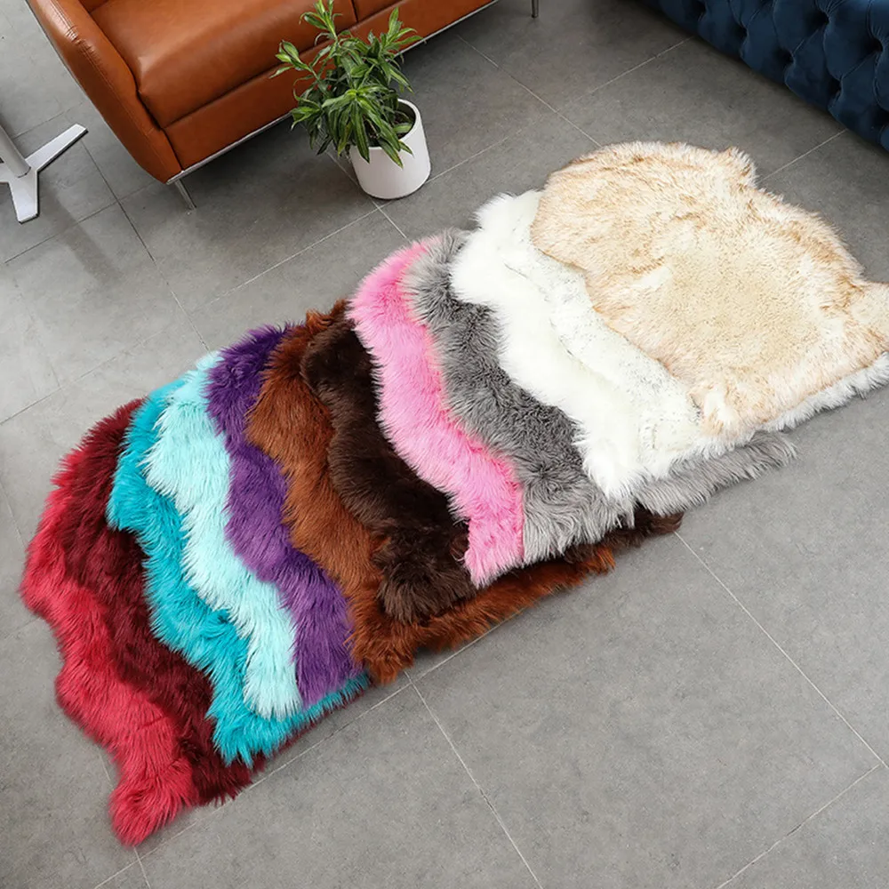 

Artificial Sheepskin Imitation Wool Faux Fur Rug For Sofa Hairy Carpet Parlor Room Floor Mat Fluffy Soft Area Blanket Seat Pad