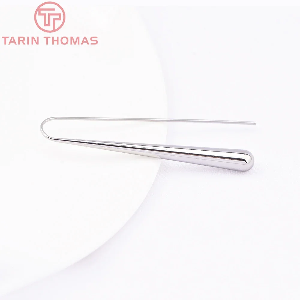 (8367) 4 шт. 5 5x53 мм 24-каратного золота латунные длинные серьги-капельки крючок