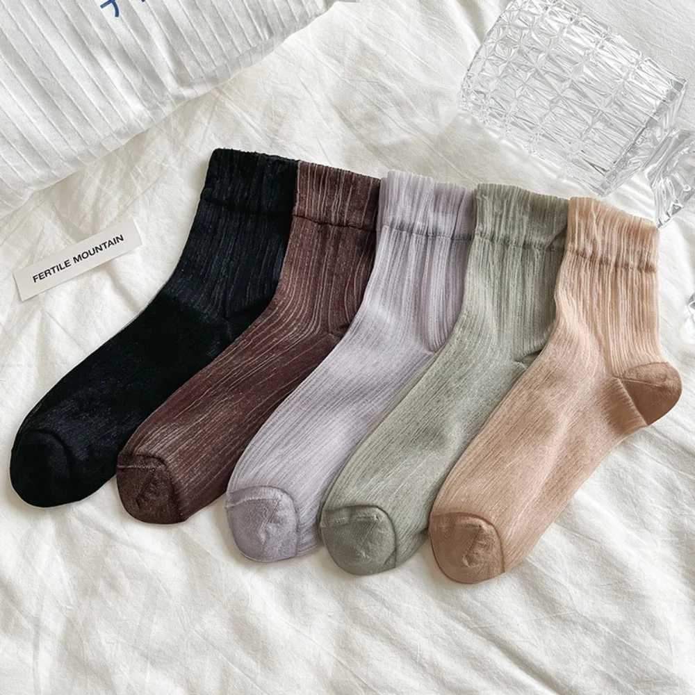 

Модный подарок Простые Модные марлевые удобные женские тонкие носки прозрачные носки в Корейском стиле стеклянные Шелковые чулочно-носочные изделия