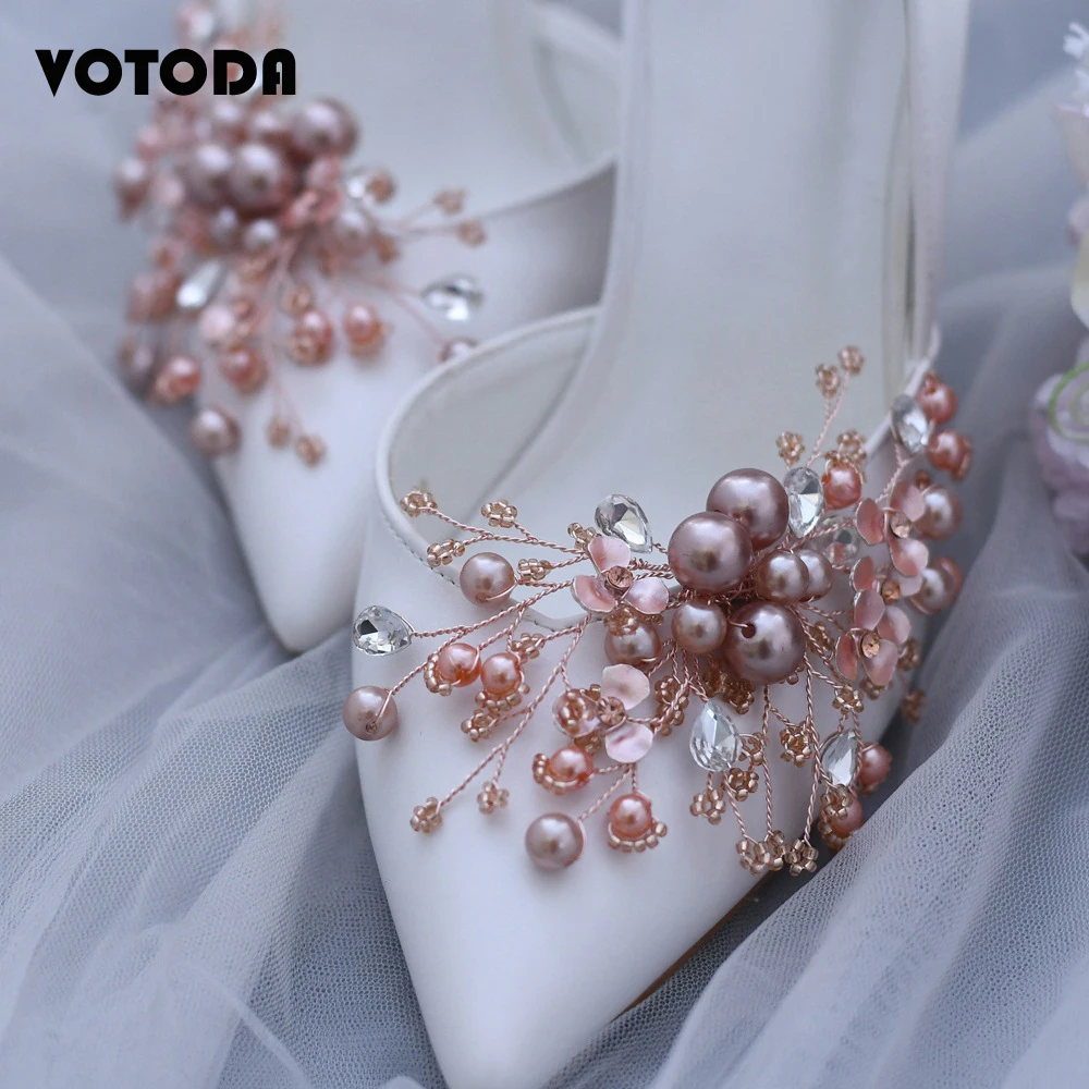 

2 Pcs Pearl Shoe Clips For Pumps Charm Wedding Rhinestone Crystal Bridal Shoe Charm Clips for Women Girls Gift Shoe Accessories