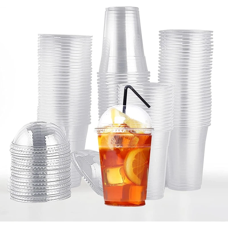 

Clear Plastic Cups With Slotted Lids,Disposable Cups,Parfait Cups For Ice Cream,Coffee Drinks,Fruit Cups For Party