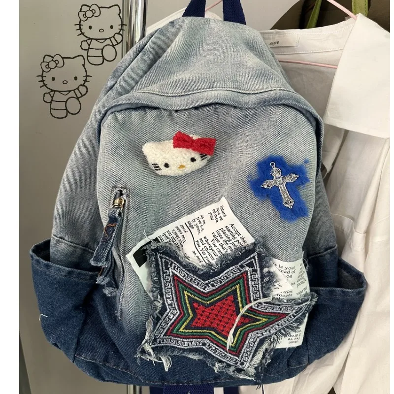 

Школьный ранец с аниме Hello Kitty, милый мультяшный ежедневный прочный вместительный рюкзак, товары для девочек, Декор, предметы первой необход...