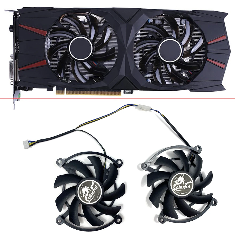 Купи NEW 2PCS Cooling Fan iGame GTX 1060 1070 Cooler Fan For Colorful iGame GeForce GTX1060 GTX1070 iGame U Video card Fan 85MM 4PIN за 461 рублей в магазине AliExpress