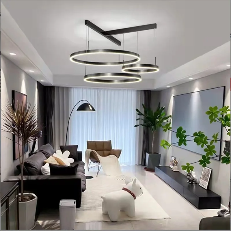 

Modern LED Living Room Pendant Light Luxury Bedroom Dining Circle Ceiling Lamp Creative Intelligent Lnterior Lamp Shade