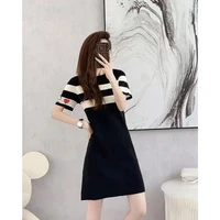 knitted ice silk striped small fragrance dress female summer 2022 new small niche design skirt