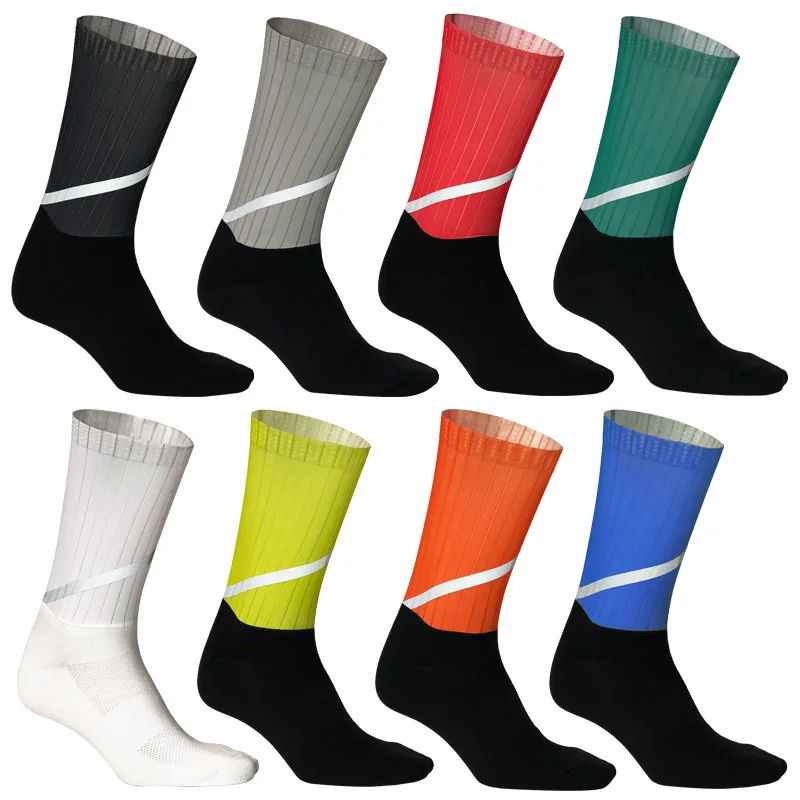 

New Cycling Socks Reflective Breathable Riding Knee-High Stockings 360 Degrees Reflective Sports Socks For Hiking