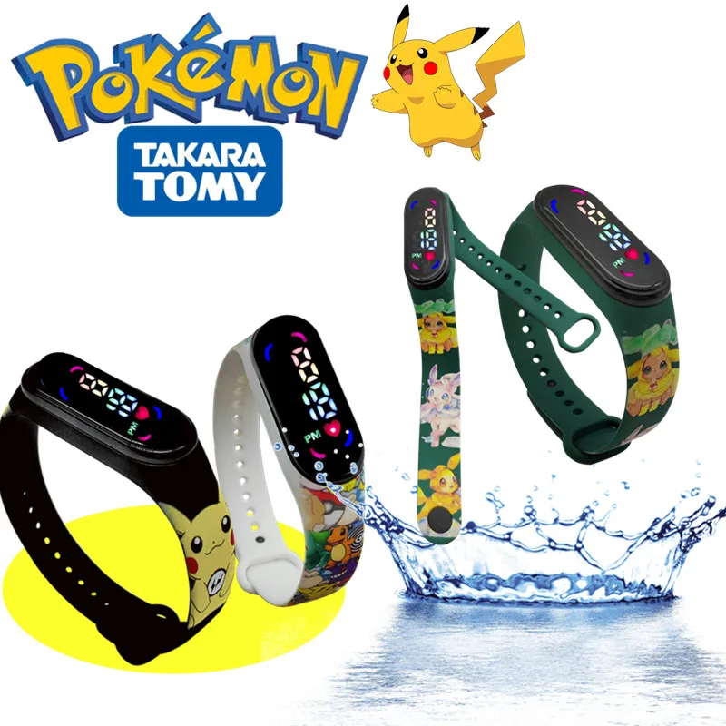 

40 шт. милые светодиодные цифровые часы Покемон кавайные игрушки Пикачу Eevee Charizard аниме Мультяшные фигурки героев детский подарок на день рождения Рождество