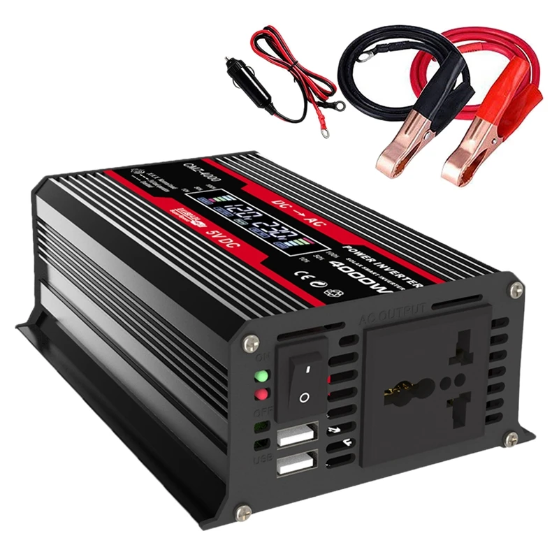 

NEW-300W Max 4000W LCD Display Car Power Inverter Converter 12V to 220V Smart Color Display Dual USB 4.2A Fast Charge