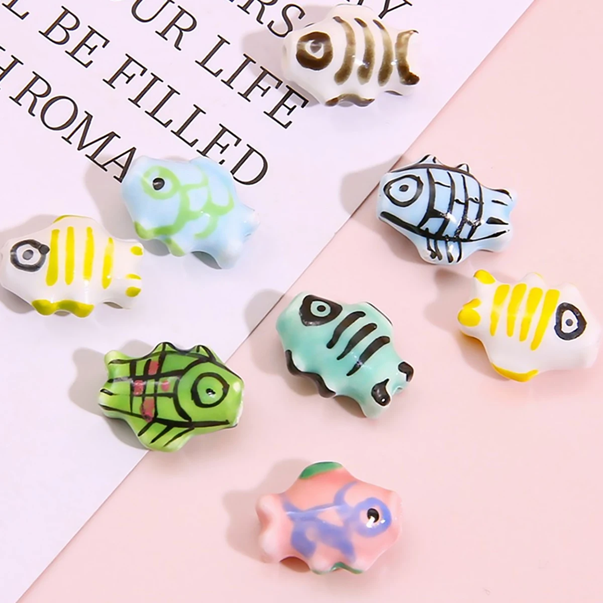 15x12mm Fashion Hand Painted Fish-shaped Ceramic Beads For Jewelry Making DIY Bracelet Necklace Keychain Colorful Procelain Bead