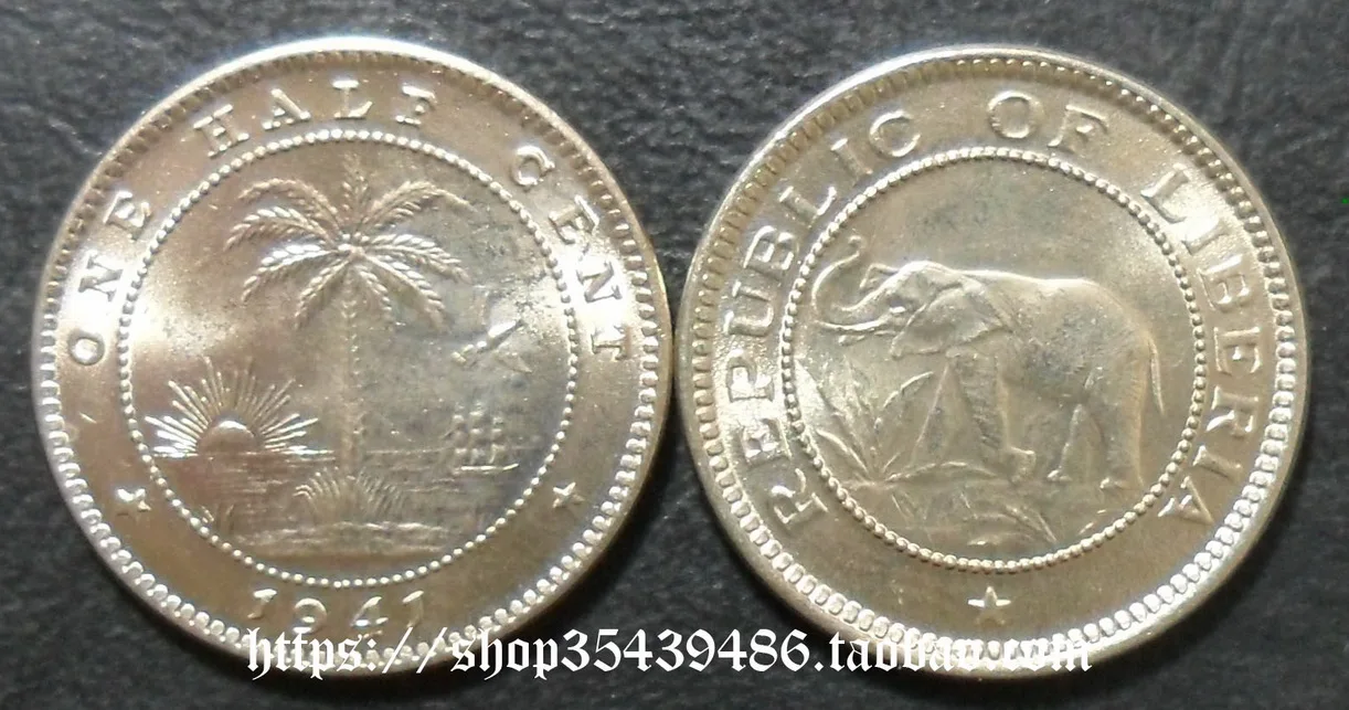 

Liberia 1941 1/2 Points Copper Nickel100% Original