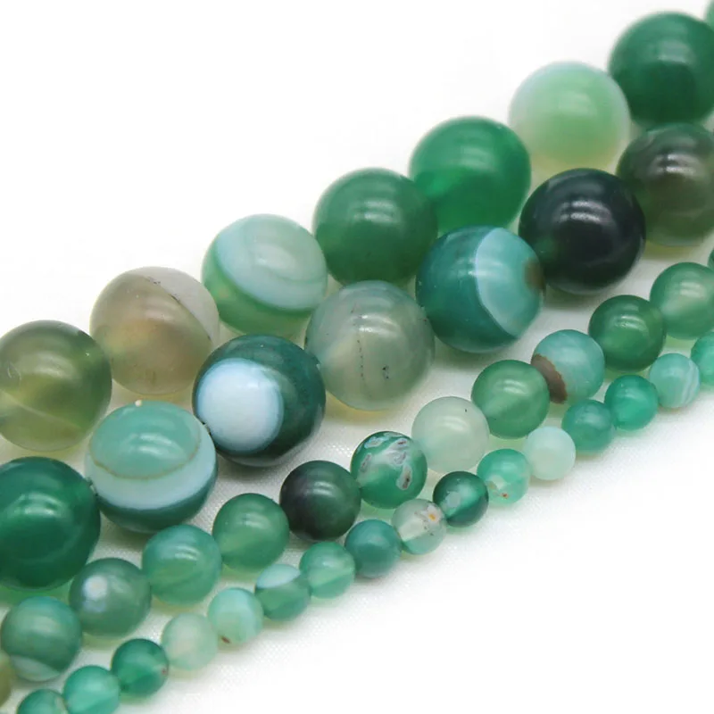 

Natural Matte Green Agates Stone Beads Loose Stripes Agates Spacer Round Beads for Jewelry Making Bracelet DIY Necklace Bracelet